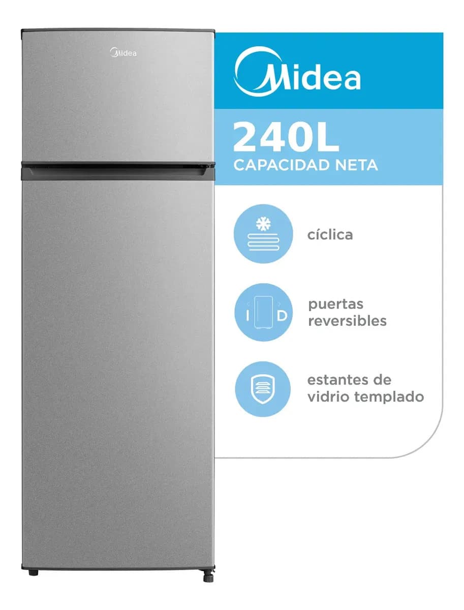 Heladera Midea Silver Top Mount 240 L