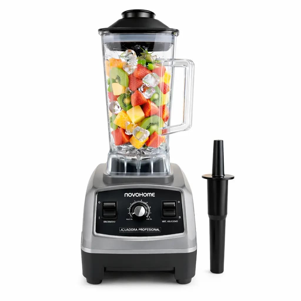 Licuadora Profesional 2 Lts Novohome Apto Uso Comercial Pica Hielo Jugo Fruta Color Gris